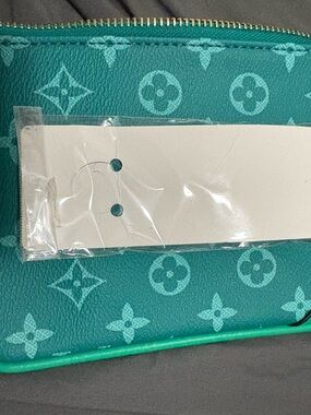 Teal Monogram Pouch/Wristlet